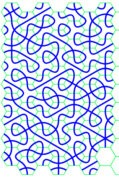 The quick brown fox encoded with grid 9x7